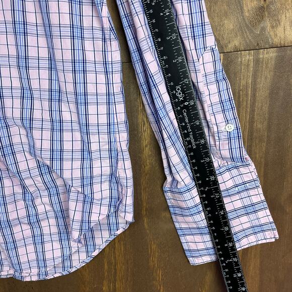 Ralph Lauren Mens Shirt Pink Blue Plaid Philip 100% Cotton Long Sleeve 16-34 - Picture 10 of 13